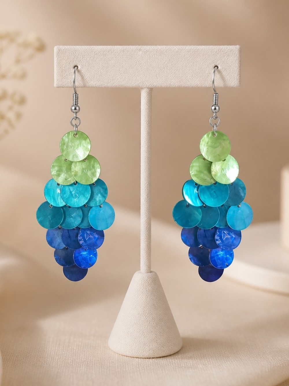 Disney Parks Green to Deep Blue Cascade Disc Earrings